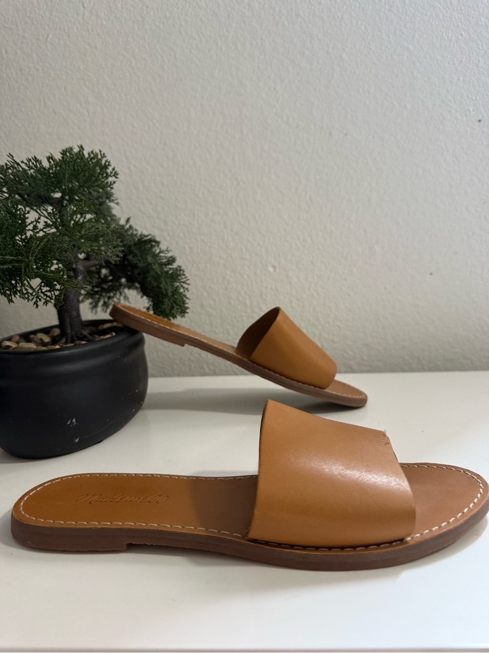 Madewell the boardwalk size 7.5 Tan Leather Toe-Post Slide Sandals - Picture 4 of 9